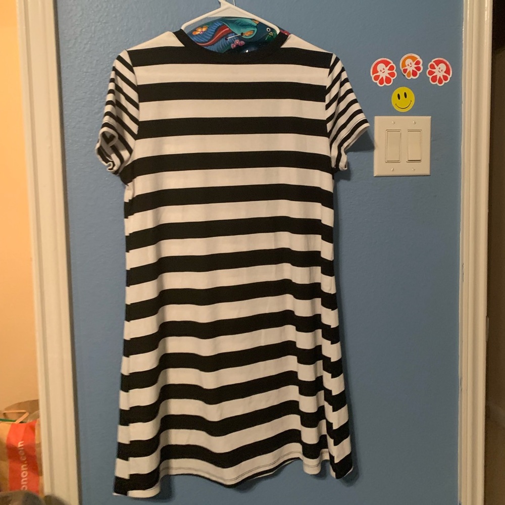 Black and whites striped SO dress L